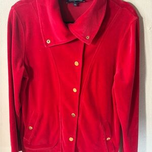 Jones New York Signature Vibrant RedVelvet/VelourJacket
